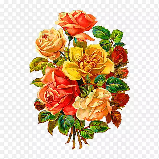 花束玫瑰一品红剪贴画黄色简单花束装饰图案