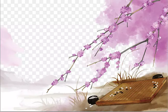祥奇插图-紫色水彩