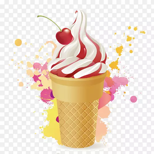 冰淇淋筒圣代巧克力冰淇淋水果冰淇淋