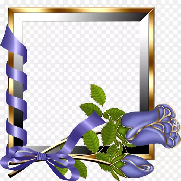 画框紫花玫瑰-紫丝带玫瑰边框
