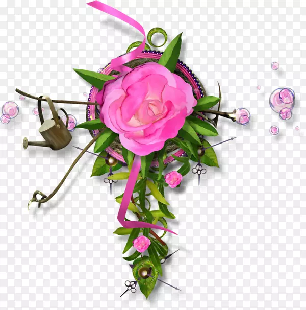 静物：粉色玫瑰-粉红色玫瑰装饰物