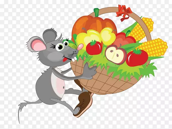 电脑鼠标感恩节剪贴画-拿着老鼠的蔬菜