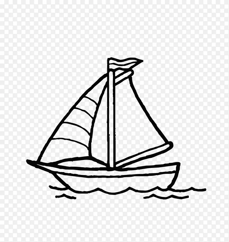 彩绘本帆船摩托艇单张帆船剪影