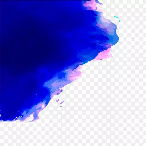 水彩：花画海报.蓝色水彩画材料