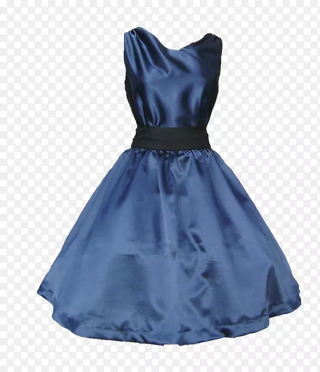 鸡尾酒裙蓝裙服装丝质无袖连衣裙
