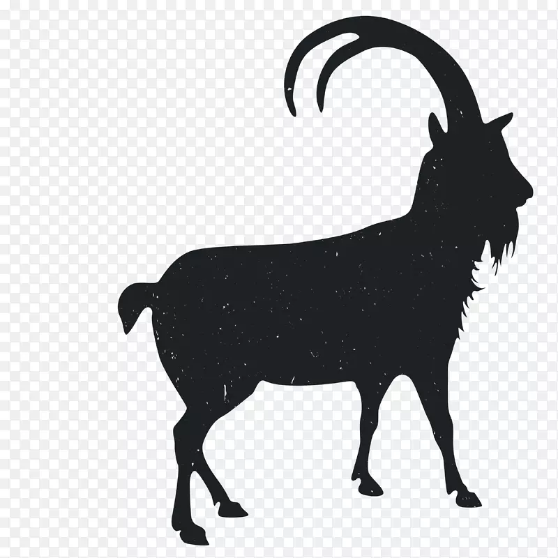 山羊剪影黑白动物轮廓
