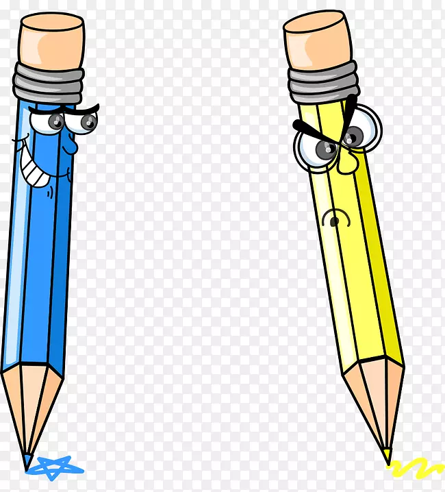 铅笔卡通蜡笔剪贴画-，卡通文具，表情，愤怒，铅笔