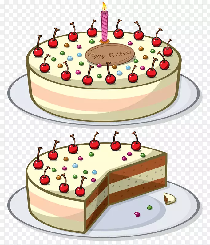 生日蛋糕，樱桃蛋糕，巧克力蛋糕，纸杯蛋糕，黑森林樱桃蛋糕，盘子上的樱桃蛋糕。