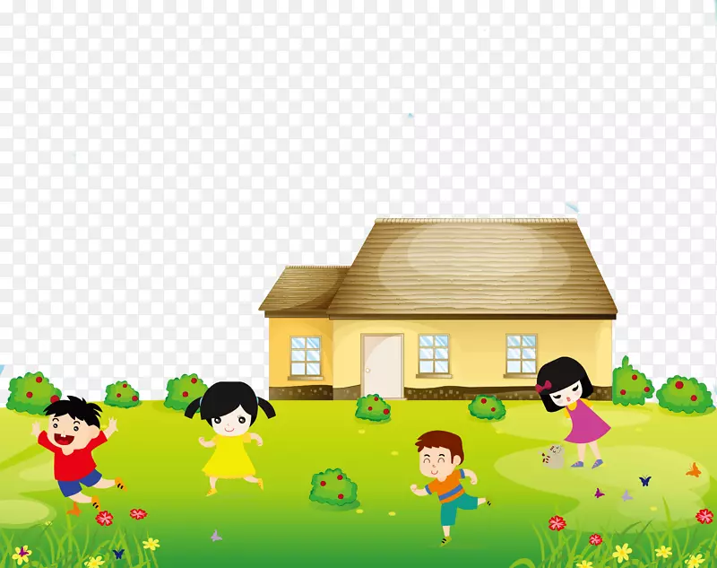 幼儿园儿童画学前卡通绿草儿童发挥创意