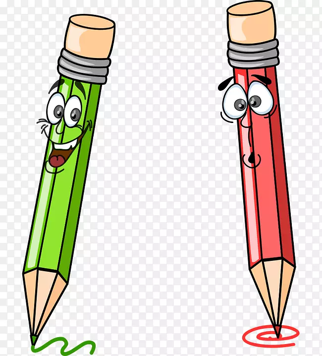 卡通学校剪贴画-，卡通文具，表情，快乐，铅笔