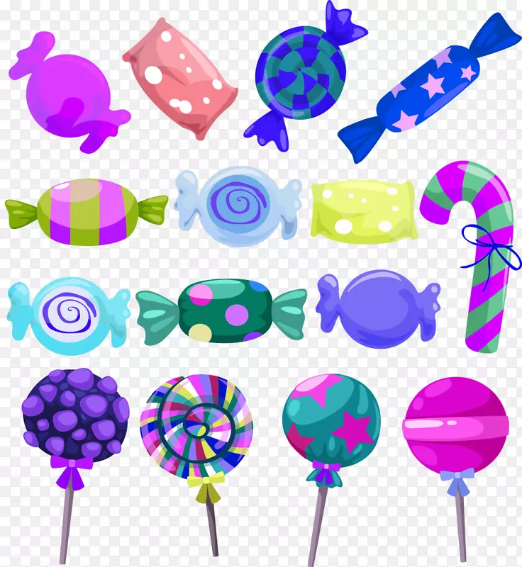 棒棒糖卡通彩色糖果装饰图案