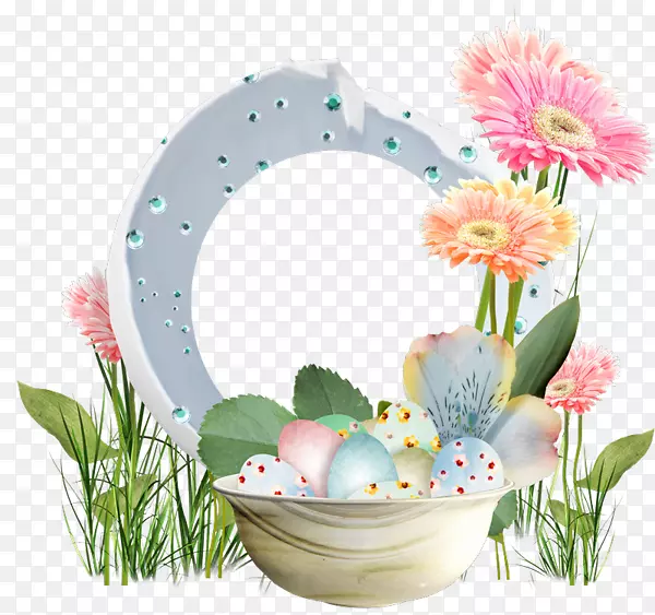 复活节彩蛋派对插画-美丽插画花边彩蛋