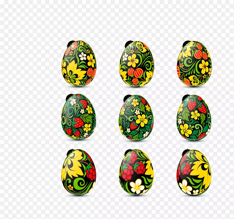 复活节彩蛋剪贴画-花彩蛋