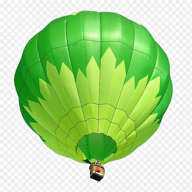 热气球前景飞行绿色热气球
