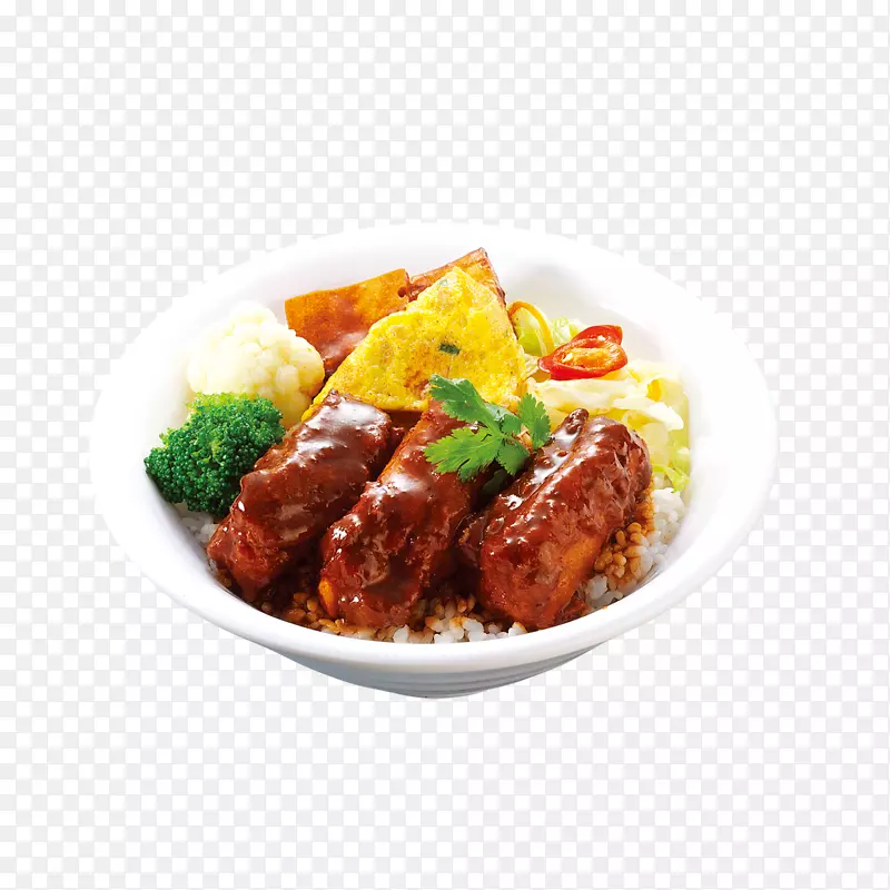 排骨，培根，排骨，米饭，排骨，饭碗