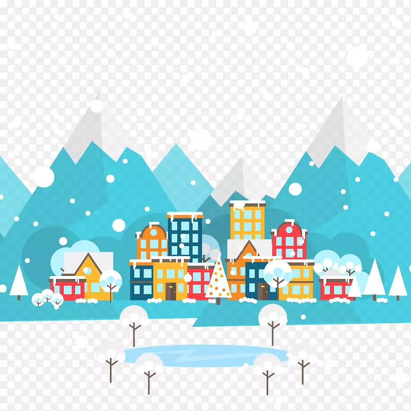 雪花冬季海报-雪城