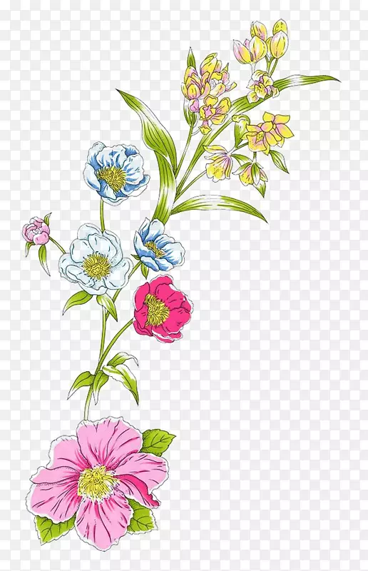 花卉设计水彩画.彩色花卉装饰材料