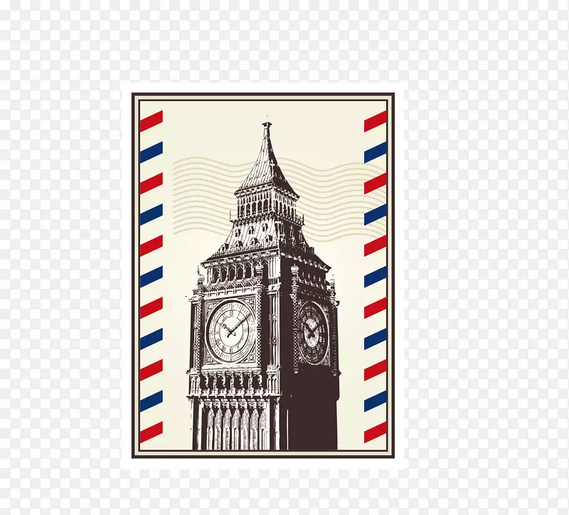 伦敦巴黎邮票明信片-英国邮票
