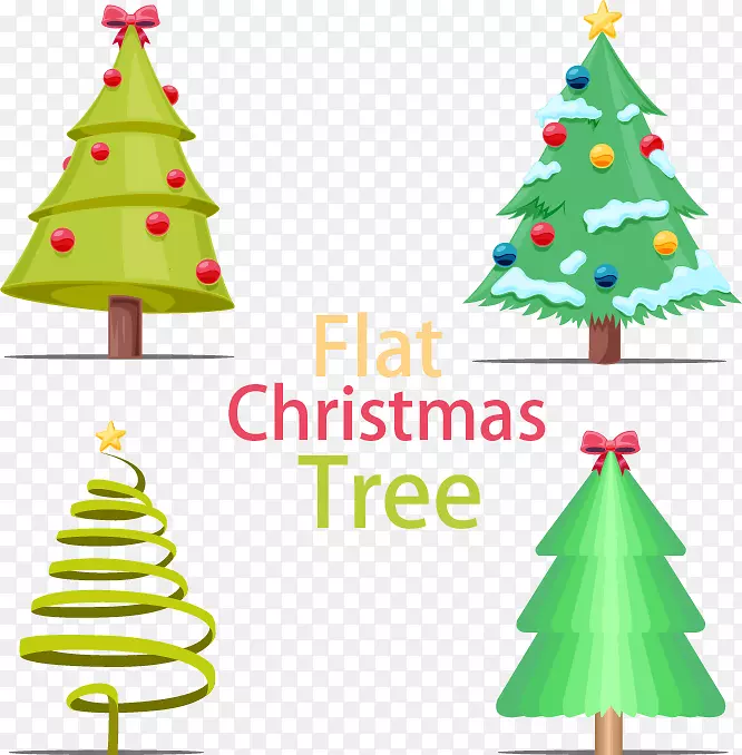 圣诞树装饰-扁平圣诞树
