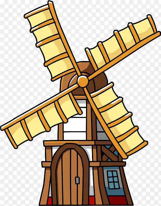 荷兰风力涡轮机磨夹艺术.手绘老式风车