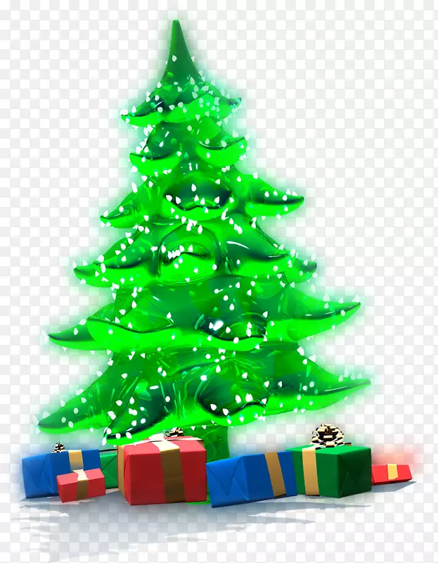 圣诞树礼品剪贴画-绿色圣诞树