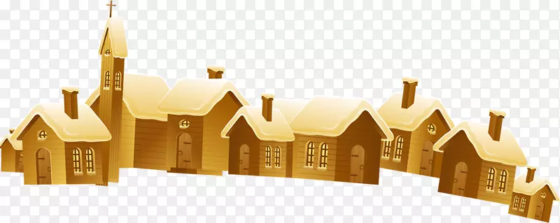 圣诞别墅-多个黄色小房子城堡图案