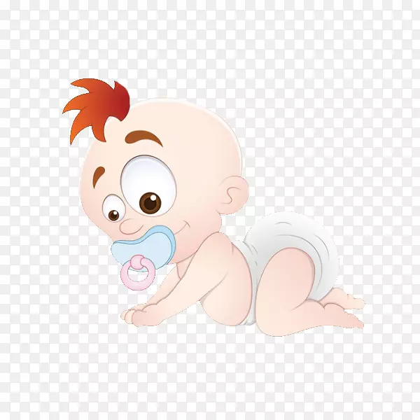 尿布儿童剪贴画-一个长头发的婴儿