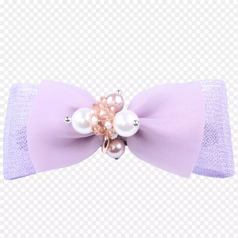 发领带珍珠发夹-紫色蝴蝶结珍珠发配件