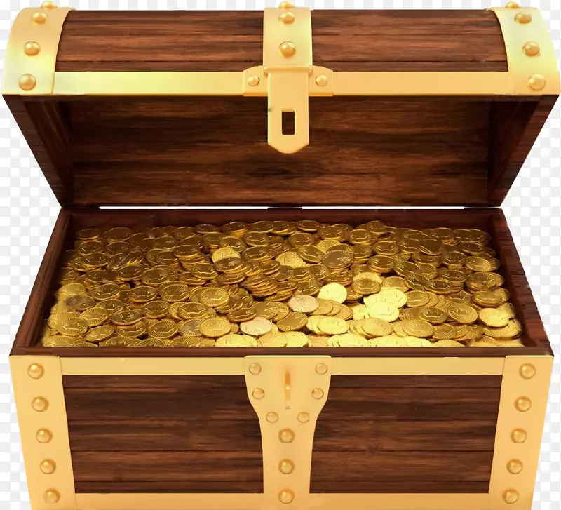金币摄影埋藏宝盒和金币