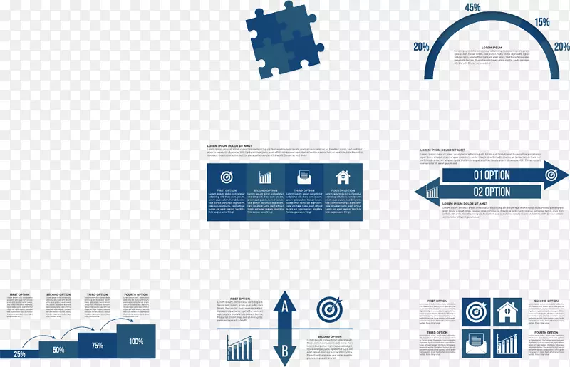 信息图形元素插图.商业图表蓝色主题材料