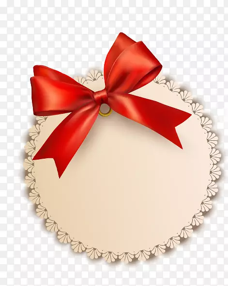 彩带标签礼品装饰盒-圆形边框装饰的蝴蝶结