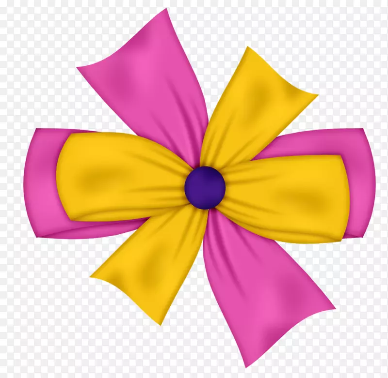 缎带结夹艺术-粉红色黄色蝴蝶结