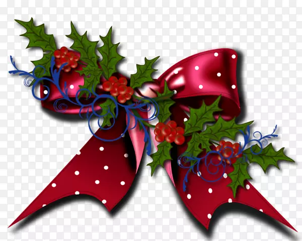 圣诞卡片圣诞装饰品拉索剪贴画-红色蝴蝶结