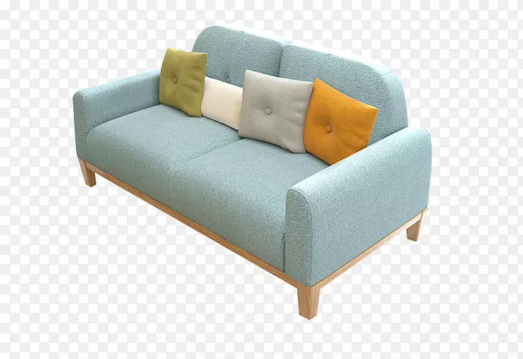 沙发床床头柜沙发蓝色个性三人沙发