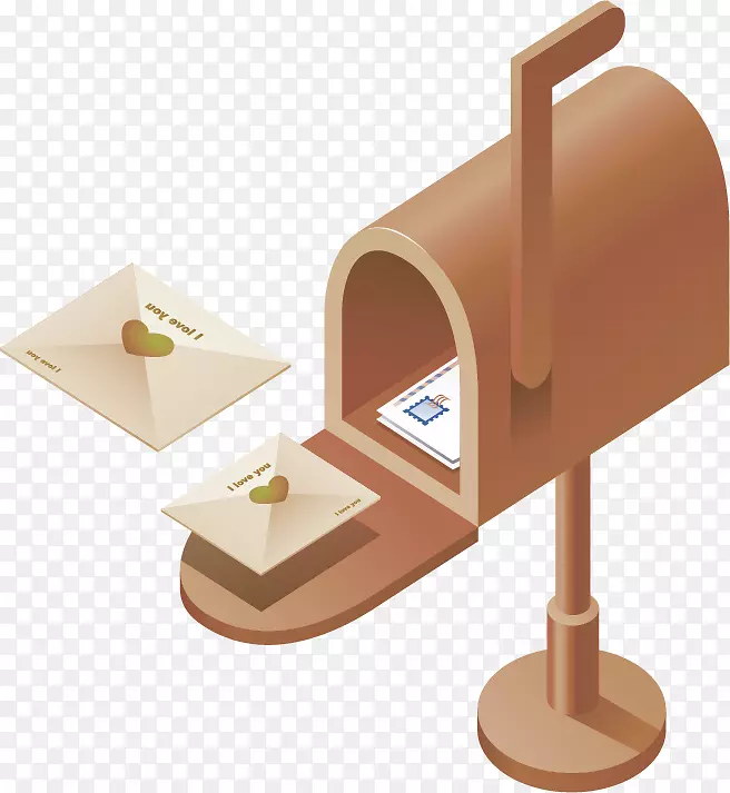 信箱邮件-棕色简单邮箱装饰图案
