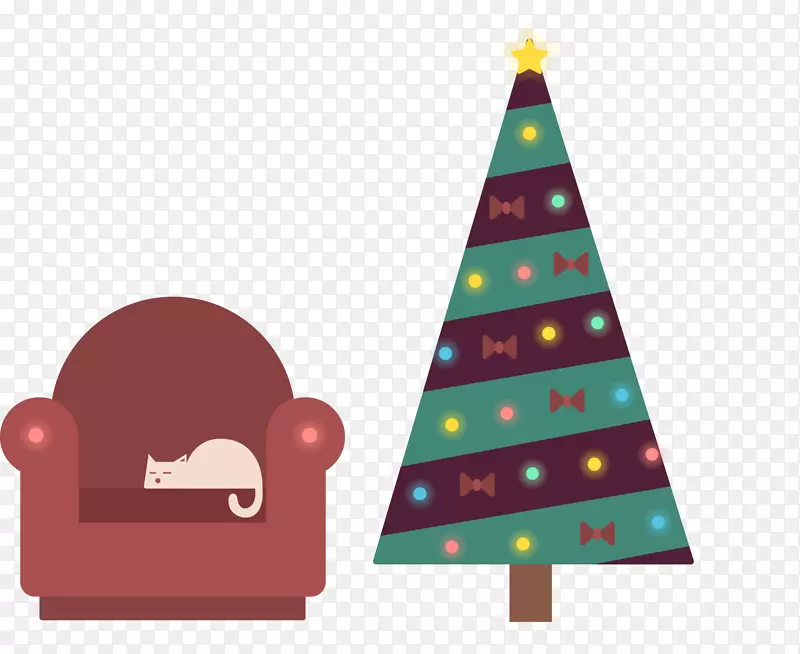 圣诞树客厅-咖啡沙发，圣诞树