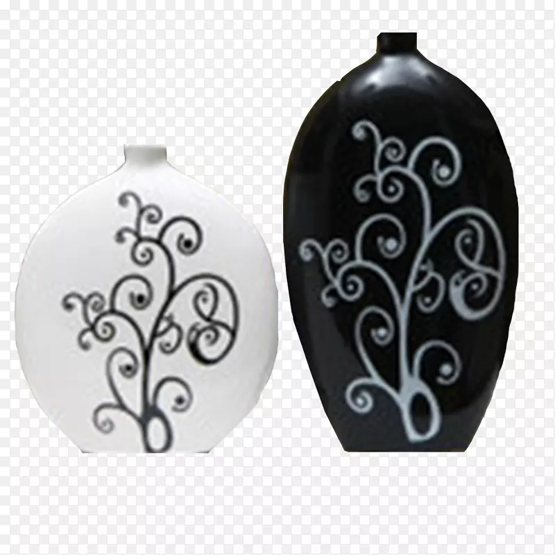 花架花瓶陶瓷装饰艺术黑白装饰瓶