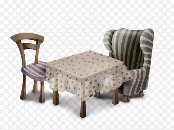 桌子、脚凳、沙发、卡通家具、沙发和桌子