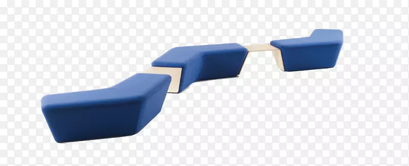 桌椅，长椅，家具，办公室-蓝色不规则缝纫沙发
