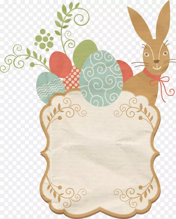 复活节兔子纸标签-彩蛋卡通标签宣传