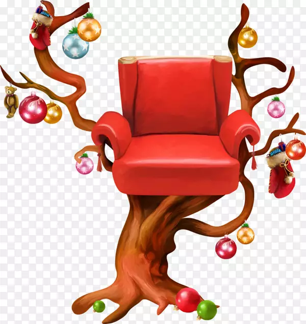 翼椅沙发剪贴画卡通树红沙发