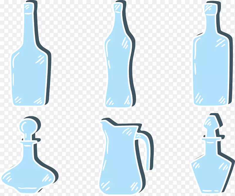 玻璃瓶塑料瓶图案蓝色瓶