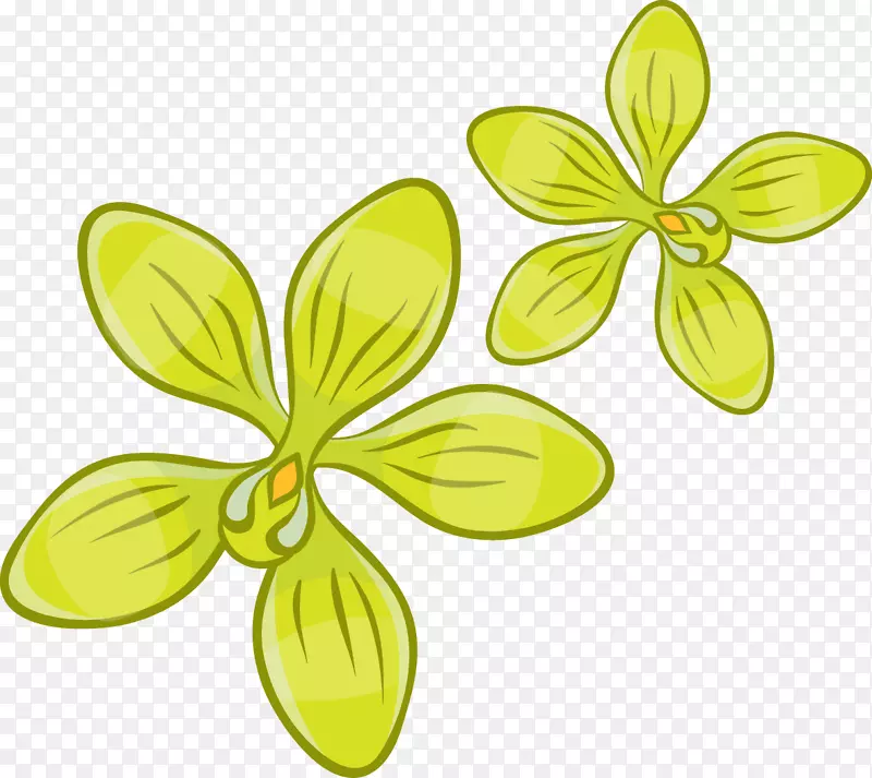 剪贴画.绿色花卉图案