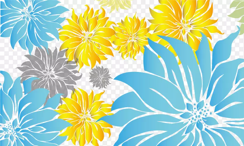 菊花花卉花瓣图案-简单花卉装饰