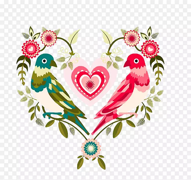 爱鸟情人节-花纹装饰图案