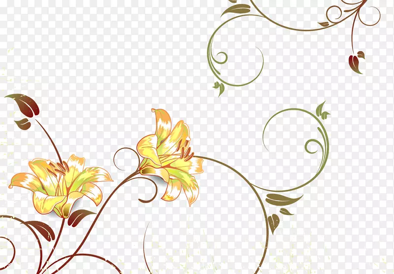 花卉水彩画插图-复古花卉装饰