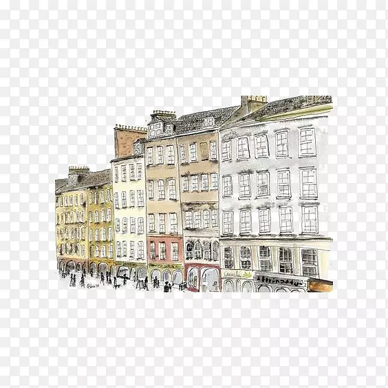绘画艺术素描-水彩画欧洲城市