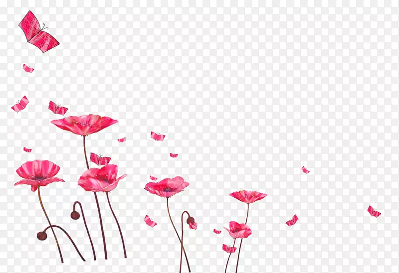 花卉设计水彩画.红色水彩手绘花饰图案