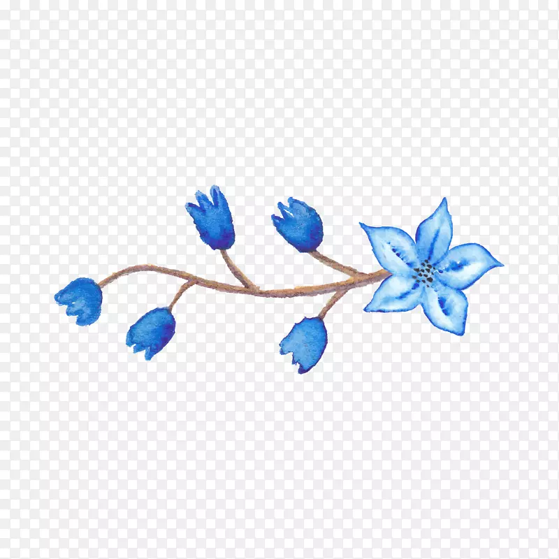 蓝色插图-创意花卉设计创意花卉图案