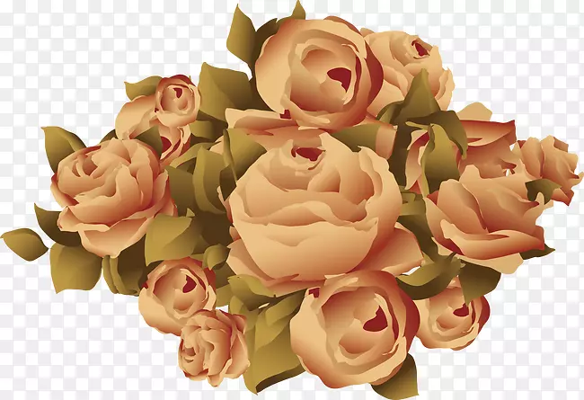 花园玫瑰花下载-手绘复古花卉元素